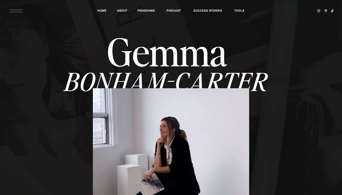 Gemma Bonham-Carter — eredeti landing oldal screenshot